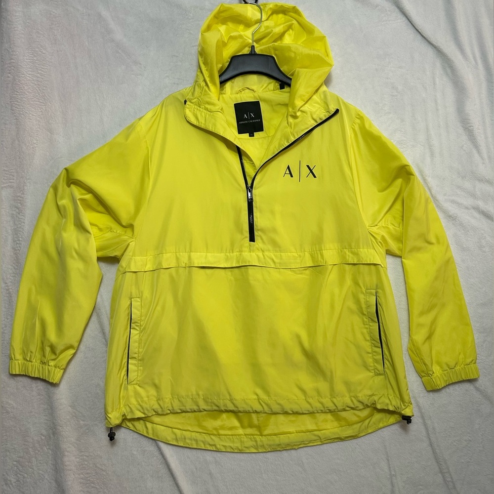 A/X Armani Exchange mens XXL Neon Yellow Hooded Windbreaker